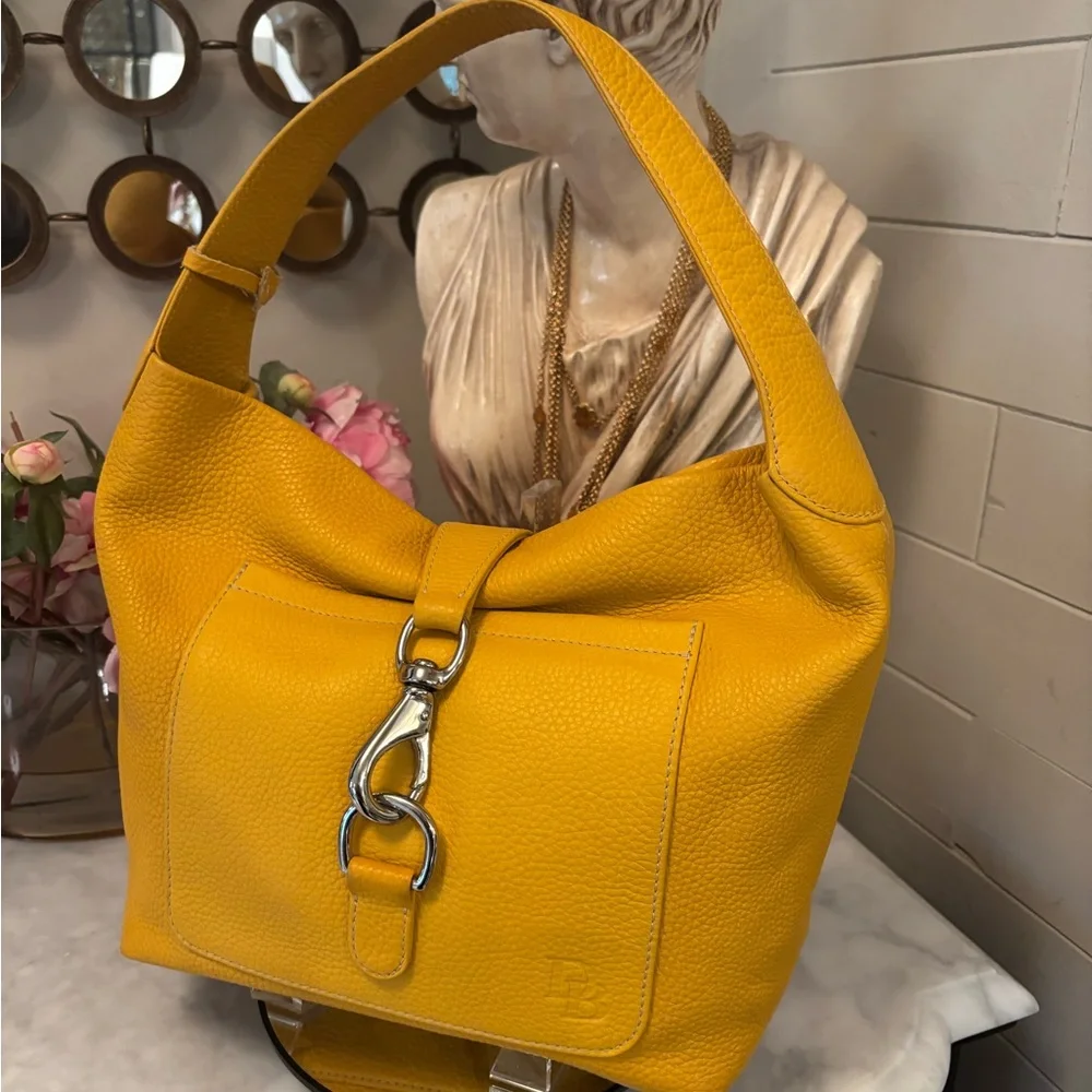 EUC COA Dooney & Bourke Yellow Leather Hobo Shoulder Bag - Picture 4 of 13